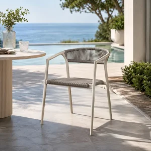 FLD2012 Contract Grade Rope Outdoor Dining Chair Aluminum Frame Patio Garden Chair for Hotel Resort Restaurant Project