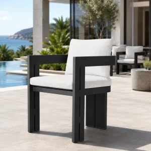 FLD2021 Modern Contract Grade H Leg Aluminum Outdoor Dining Chair Cushioned for Hotel Resort Restaurant Garden