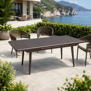 FLD2030 150cm All Aluminum Extendable Outdoor Dining Table Patio Garden Table for Hotel Resort Restaurant Project