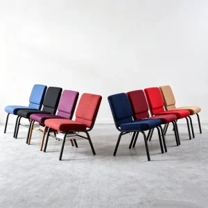 Fabric Church Chair Stackable School Dining Living Room Cinema Theater Furniture Metal