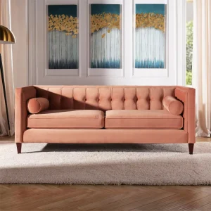 Fabric Living Room Two Seats Optional Color Wooden Frame Apartment and Hotel Sofa