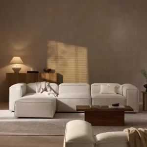 Fabric Modular Combination Sofa with Left Right Footstools Modern Minimalist Style Apartment Living Room Home Soft Furnishing