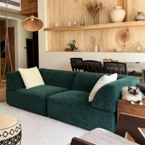 Fabric Sofa Light French Style Medieval Style Rivi Sofa Wabi Sabi Designer Niche Style Three Person Linen Fabric Sofa