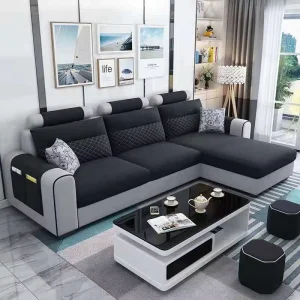 Fabric Sofa for Small Apartment Simple Modern Living Room Removable and Washable Corner Three Seat