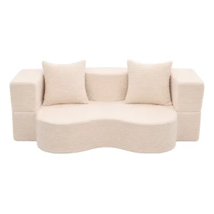 Fabric Vacuum compressed Foldable Two Seat Combination Sofa Bed with Removable Washable Cover Reclining Feature for Home Office