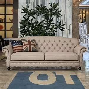 Fabric or Velvet Sofa in the Living Room of Hotel Industrial Style Furniture in the Office Coffee Shop Villa Apartment