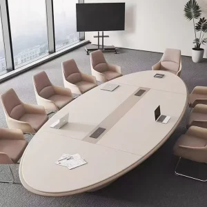 Factory 12 Seater Oval Conference Table 10ft Adjustable Height Painted Wood Boardroom Meeting Desk for School Training Office