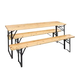 Factory 150cm 180 220 Outdoor Garden Courtyard Waterproof Folding Wooden Beer Table and Set Trestle for Dining Entry
