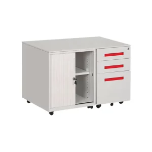 Factory 2 Layer Solid Metal Pedestal File Cabinet with Short Sliding Door Portable Vertical Design School Bedroom Use