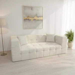 Factory 2 Seater Vacuum Compressed Sofa Square Fabric Couch 31D Sponge Roll Packed in Box for Hotel Resort Apartment