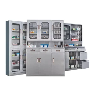 Factory 201 304 Fireproof Stainless Steel Drugstore Storage Cabinet Hospital Goods Shelves Western Medicine Cabinet