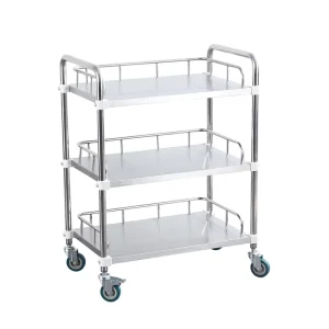 Factory 3 Tier Easy to Clean Medical Stainless Steel Trolley Without Drawers with Silent Casters