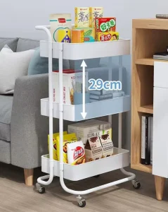 Factory 3 Tier Metal Rolling Utility Cart Multi-purpose Mobile Organizer Trolley with Handle