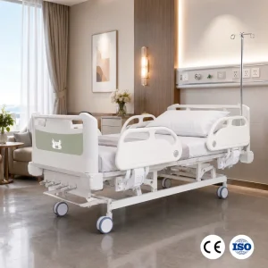 Factory 4 Functions Manual Medical Nursing Bed Equipped With Four Control Cranks Solid Metal Frame for Hospital Ward