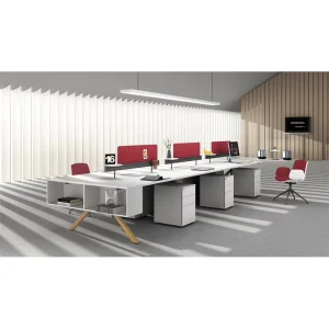 Factory 6 Person Open Office Workstation Wooden Desk Call Center Office Cubicle