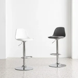Factory Adjustable Height Swivel Bar Stool With Backrest Chrome Metal Base Modern Counter Chair for Bar Club