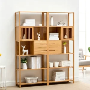 Factory Bamboo Bookshelf Floor Standing Storage Rack Freely Spliced Storage Display Cabinet For Living Room Study
