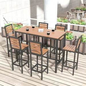 Factory Bar Furniture Night Club Restaurant Furniture Industrial Round Bar Table Bistro Wooden High Top Bar Table and Chair Set