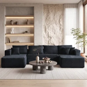 Factory Boneless Compressed Modular Sectional U Shape Sofa for Living Room and Mall Use Fabric Covered