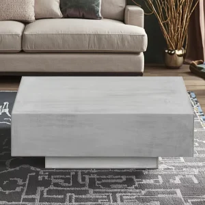 Factory Cafe Small Spaces Modern Coffee Table with Cement Table Top and Clay Finished Legs