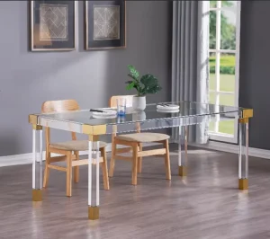 Factory Clear Acrylic Wedding Table with Tempered Glass Top Modern Hotel Dining Table