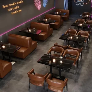 Factory Commercial Restaurant Tables and Chairs Custom Bar Furniture Booth Sofas Dining Coffee Table Sets