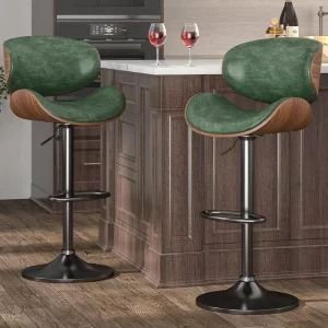 Factory Custom Adjustable Leather Bar Chair with Steel Leg for Kitchen Dining or Mall Rotating Bar Counter Stool