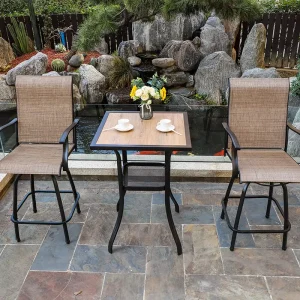 Factory Custom Bar Furniture Teslin Bar High Chair Set Outdoor Garden Villa Iron Leisure Chair with Table