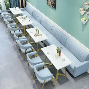 Factory Custom Coffee Shop Full Catering Furniture Comfort Booth Sofa Seating With Table Chair For Lounge Bistro Fast Food Store
