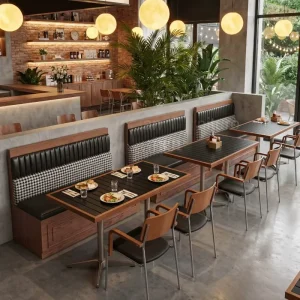 Factory Custom Commercial Furniture Cafe Restaurant Booth Seating Sofa Sets Dining Sofa Booth with Tables Chairs