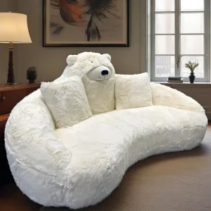 Factory Custom Doll Animal Sofa Set White Bear Cartoon Character Themed Room Loose Plush Sofa