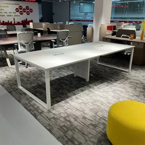 Factory Custom Large White Steel Frame Conference Table Combination Wooden Office School Furniture Meeting Table