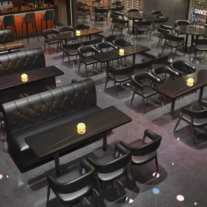 Factory Custom Light Luxury Night Club Bar Pub Restaurant Booth Sofa and Dining Table Chair Sets Combination Dining Furniture