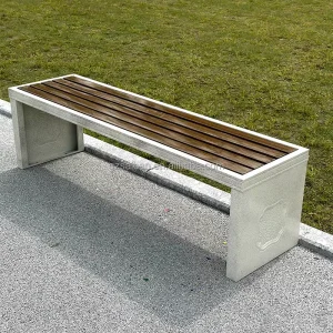 Factory Custom Marble Grain Bench Seating Full Metal Bench for Public Area