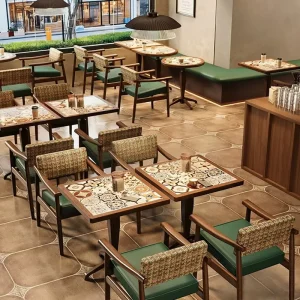 Factory Custom Restaurant Booth Dining Set OEM ODM Wood Booth Sofa and Dining Table Chair for Catering Use