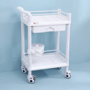 Factory Custom Size Double Layer Single Drawer All Plastic Universal Wheel Medical Trolley for Hospitals and Clinics