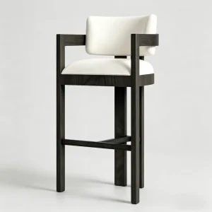 Factory Custom Solid Wood High Bar Stool Multiple Fabric and Wood Color Available Commercial Counter Bar Chair