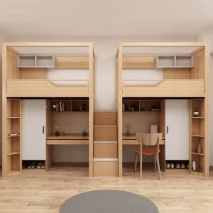 Factory Custom Twin Size Loft Bed Frame with Desk for Student School Dormitory Bedroom Apartment