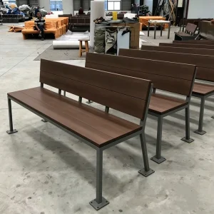Factory Custom Wood and Metal Outdoor Garden Furniture Steel Park Bench Seating Roadside Modern Bench for Public
