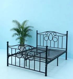 Factory Customized Durable Metal Queen Bed with Storage Frame for Hotel and Bedroom Use