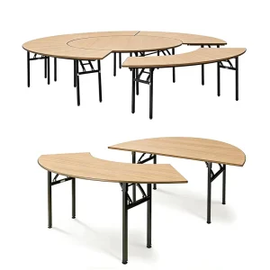 Factory Customized Plywood S Shaped Foldable Serpentine Dining Tables Farmhouse Hospital Outdoor Wedding Party Banquet