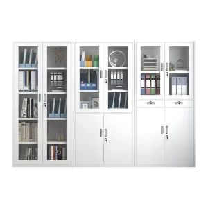 Factory Customized Stainless Steel Filing Cabinet Financial Data Safe Office Lockable Glass Door Storage Cabinet