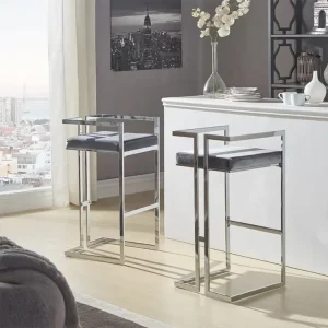 Factory Designer Modern PU Golden Stainless Steel Bistro Bar Stool High Chair for Club Home Bar