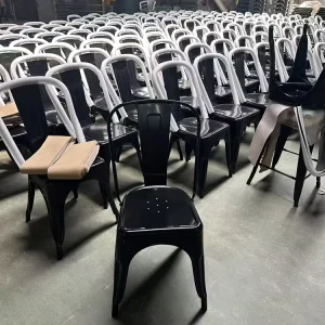Factory Dining Room Industrial Restaurant Colorful Metal Chairs Black