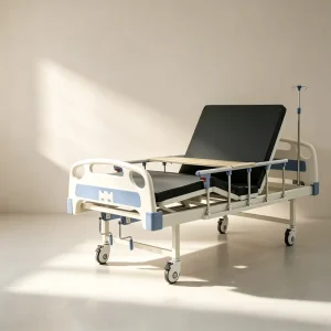 Factory Direct 2 Crank Manual Medical Nursing Bed with Removable Dining Table IV Pole Adjustable Hospital Bed