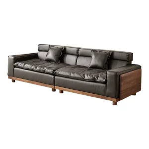Factory Direct American Black Walnut Solid Wood 3 Seater Square Sofa Modern Minimalist Designer Apartment Hotel Small Space