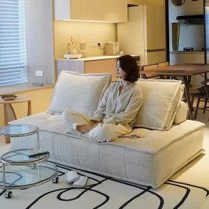 Factory Direct China Modern Tufted Single Seat Fabric Sponge Upholstered Compression Sofa Bed for Hotel Mall Apartment