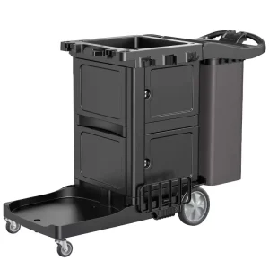 Factory Direct Commercial Hotel Janitorial Cleaning Trolley 4 Swivel Wheels 300 lb Capacity Indoor/Outdoor Use Stainless Cart