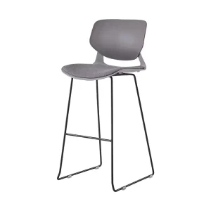 Factory Direct Custom Color Spliced PP Plastic Bar Stool with Sled Black Metal Legs for Hotel Bar Catering Commercial Project