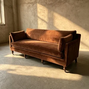 Factory Direct Custom Deep Seat Velvet Sofa Solid Wood Turned Legs with Casters Bulk for Hotel Apartment